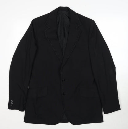 David Lane Mens Black Polyester Jacket Suit Jacket Size 40 Regular