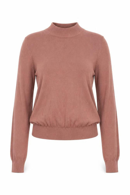 Forever 21 Womens Brown Mock Neck Cotton Pullover Jumper Size S