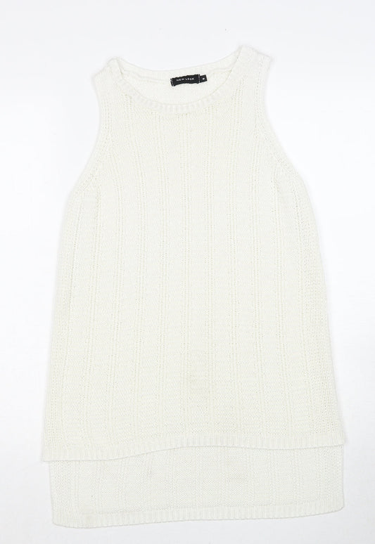 Womens UK Size 8 New Look White Basic Tank