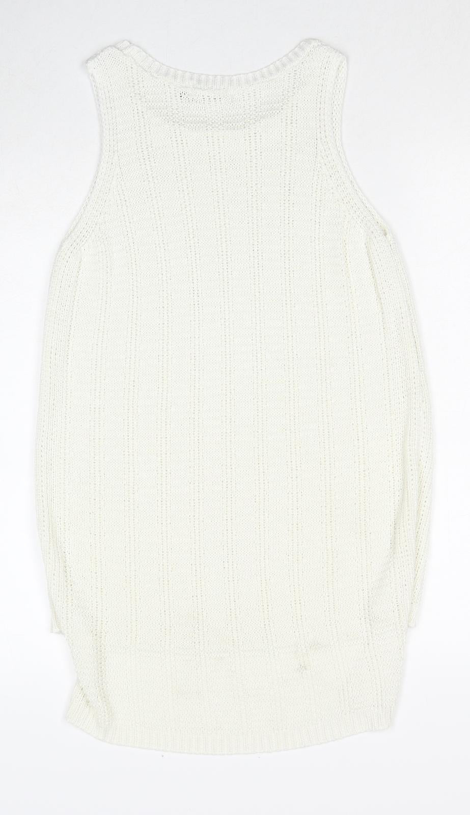 Womens UK Size 8 New Look White Basic Tank