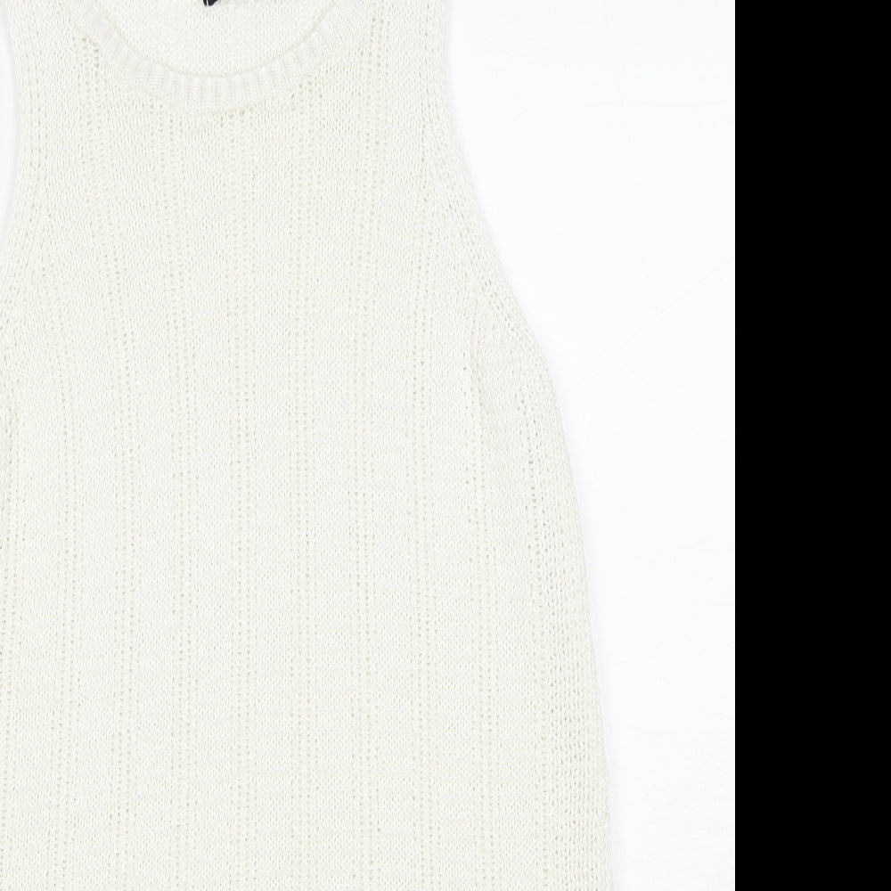 Womens UK Size 8 New Look White Basic Tank