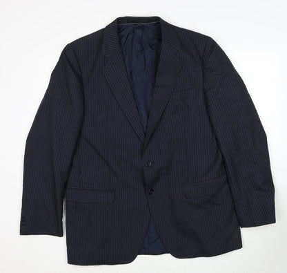 Conforn Mens Blue Striped Polyester Jacket Suit Jacket Size 44 Regular