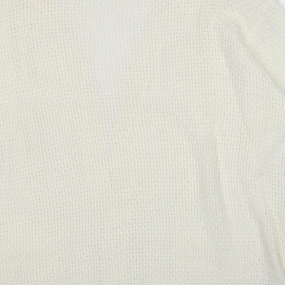 Boohoo Womens White V-Neck Acrylic Cardigan Jumper Size M - Size M/L