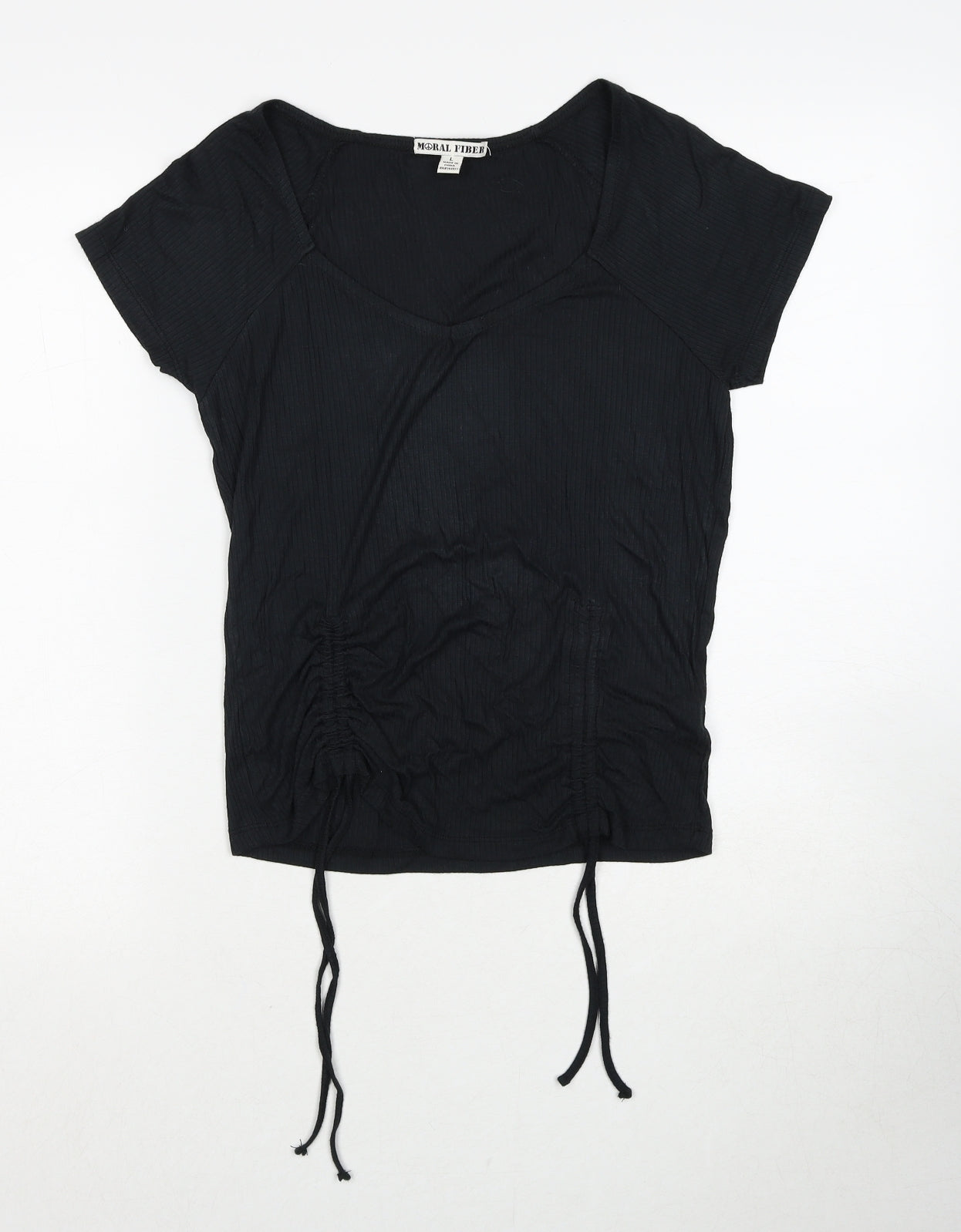 Moral Fiber Womens Black Scoop Neck Viscose Pullover Jumper Size L