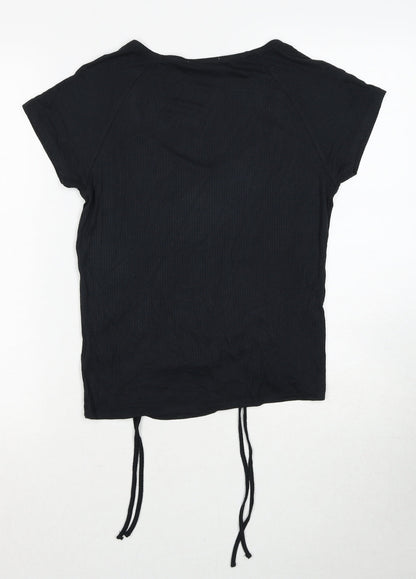 Moral Fiber Womens Black Scoop Neck Viscose Pullover Jumper Size L