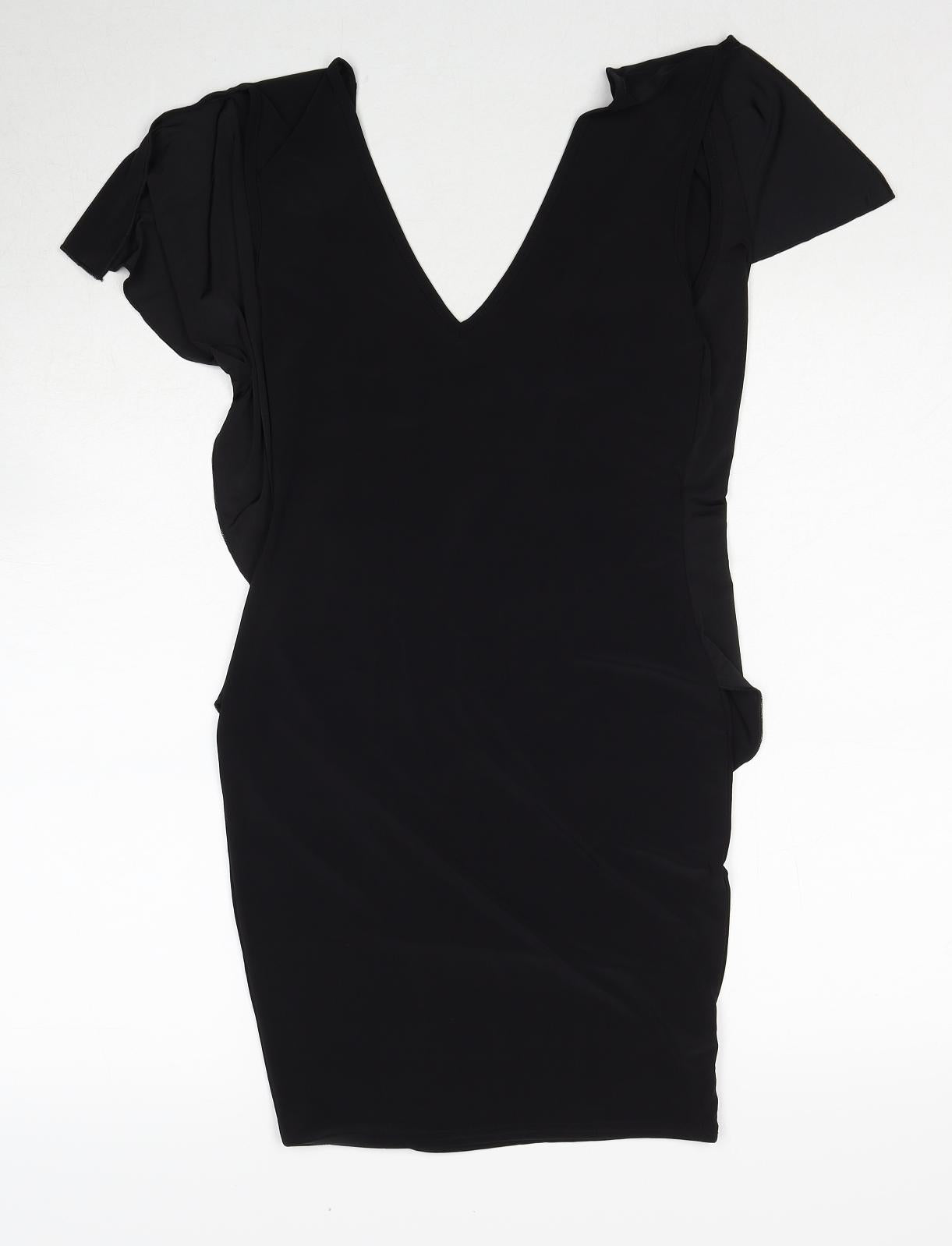 IX London Womens Black Polyester A-Line Size 8 V-Neck Pullover