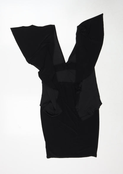 IX London Womens Black Polyester A-Line Size 8 V-Neck Pullover