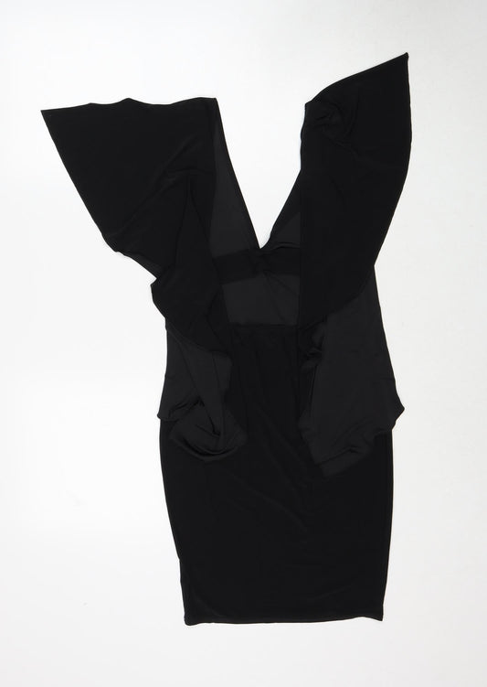 IX London Womens Black Polyester A-Line Size 8 V-Neck Pullover