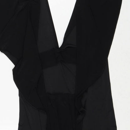 IX London Womens Black Polyester A-Line Size 8 V-Neck Pullover