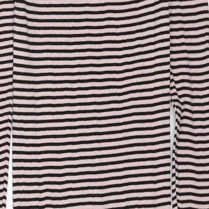 Brave Soul Womens Pink Striped Cotton Jumper Dress Size S Round Neck Pullover