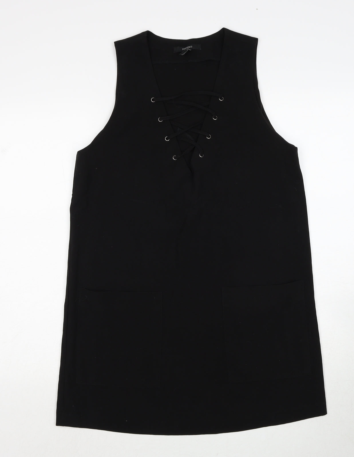 FOREVER 21 Womens Black Polyester A-Line Size M V-Neck Pullover