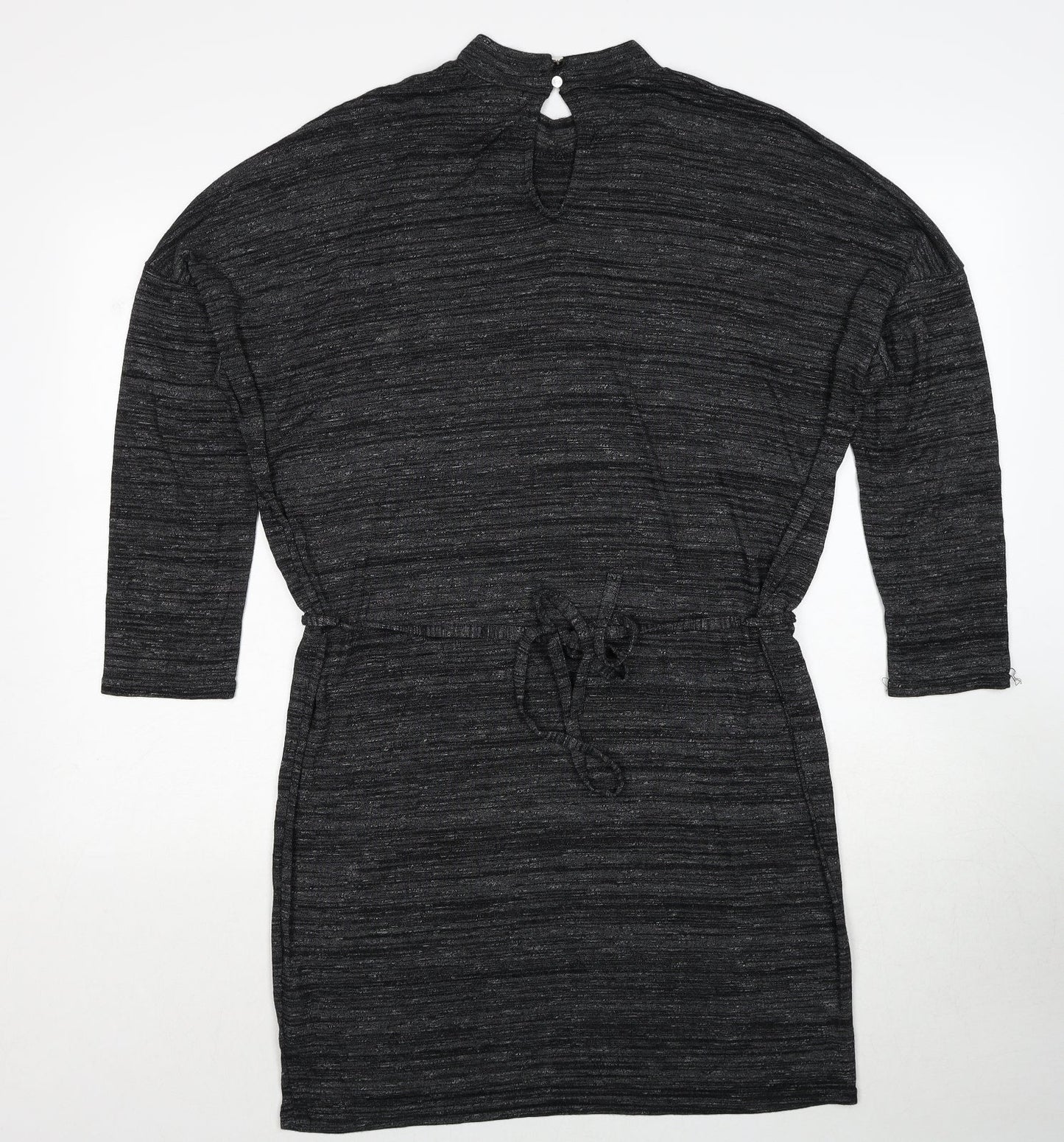 Oasis Womens Grey Viscose A-Line Size M Round Neck Button