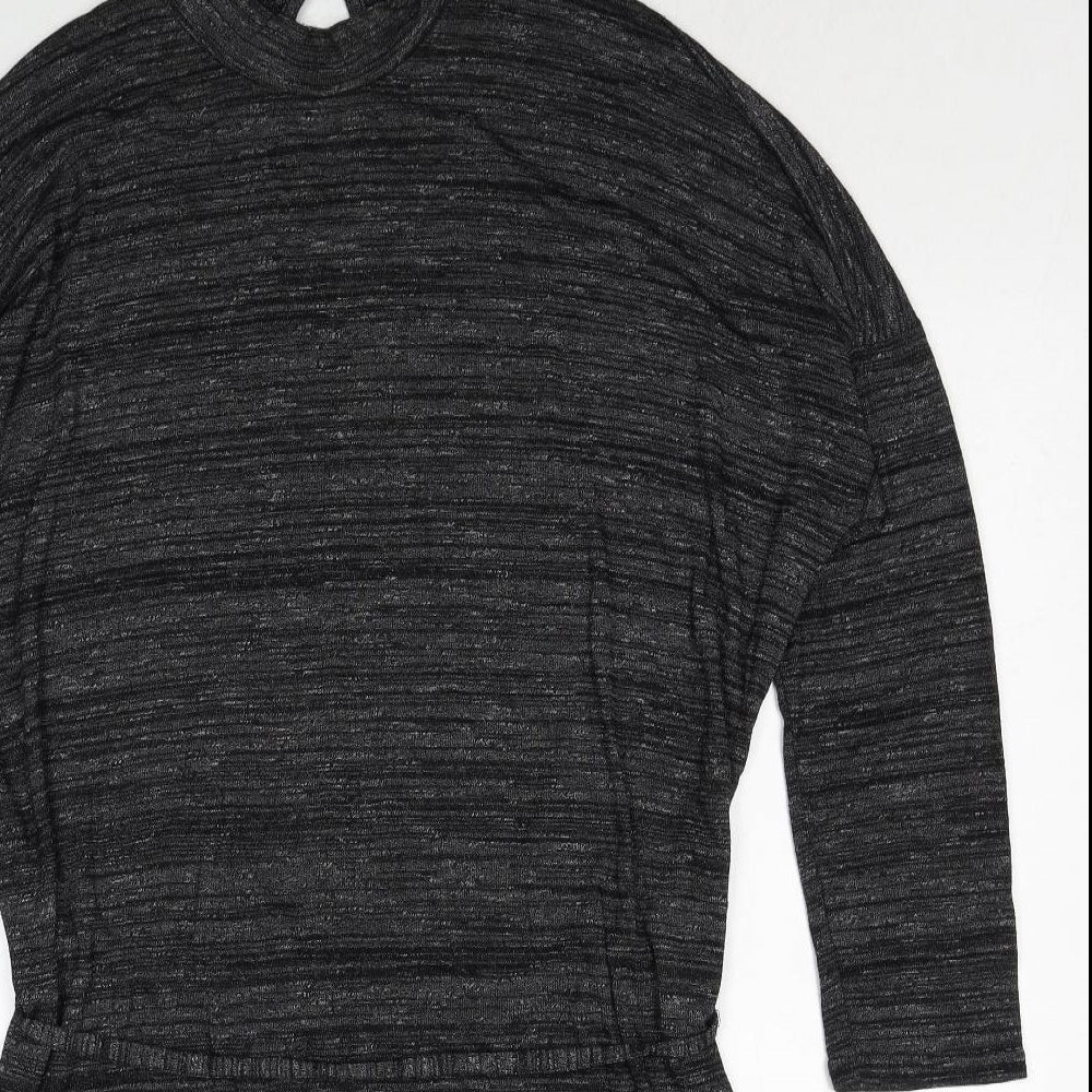 Oasis Womens Grey Viscose A-Line Size M Round Neck Button