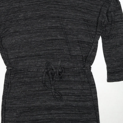 Oasis Womens Grey Viscose A-Line Size M Round Neck Button