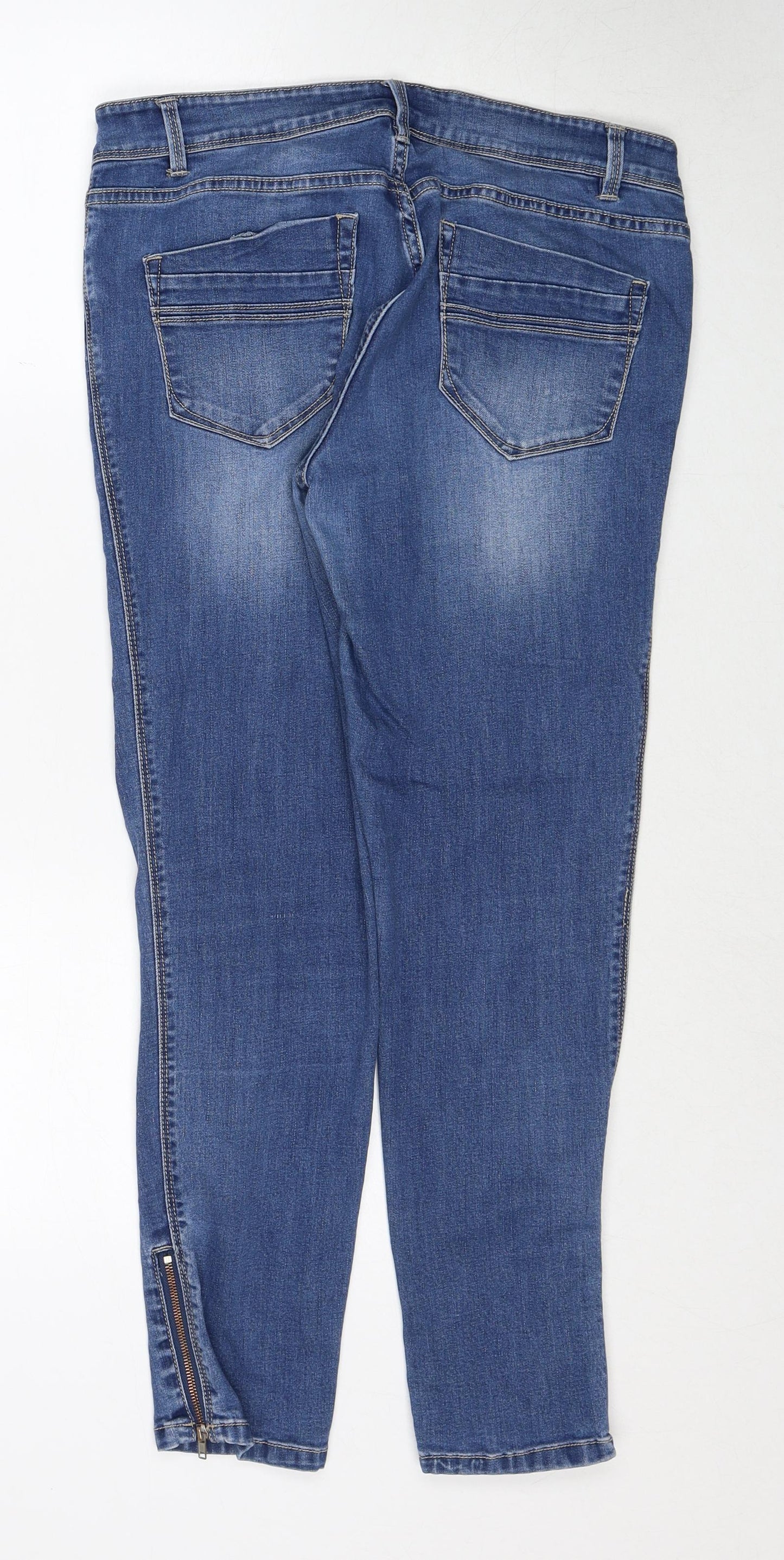 R.edition Womens Blue Cotton Skinny Jeans Size 14 Regular Zip
