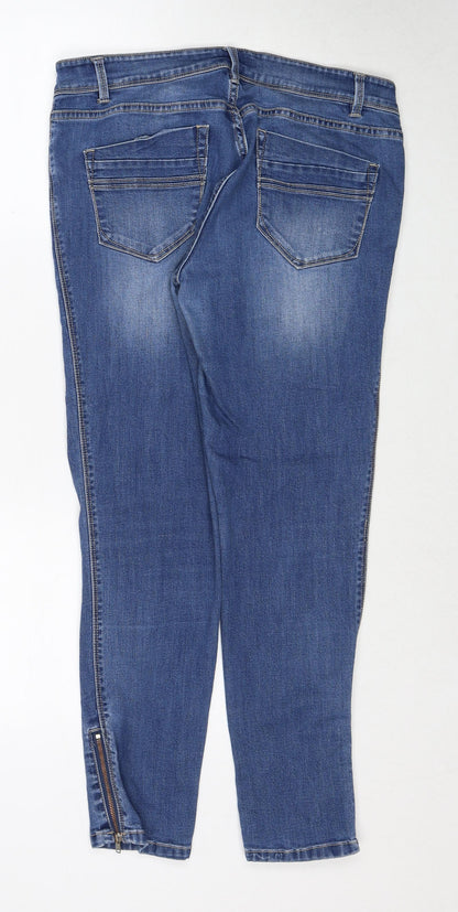 R.edition Womens Blue Cotton Skinny Jeans Size 14 Regular Zip