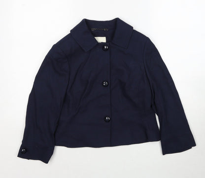 Linea Womens Blue Jacket Blazer Size 8 Button