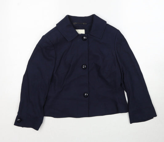 Linea Womens Blue Jacket Blazer Size 8 Button