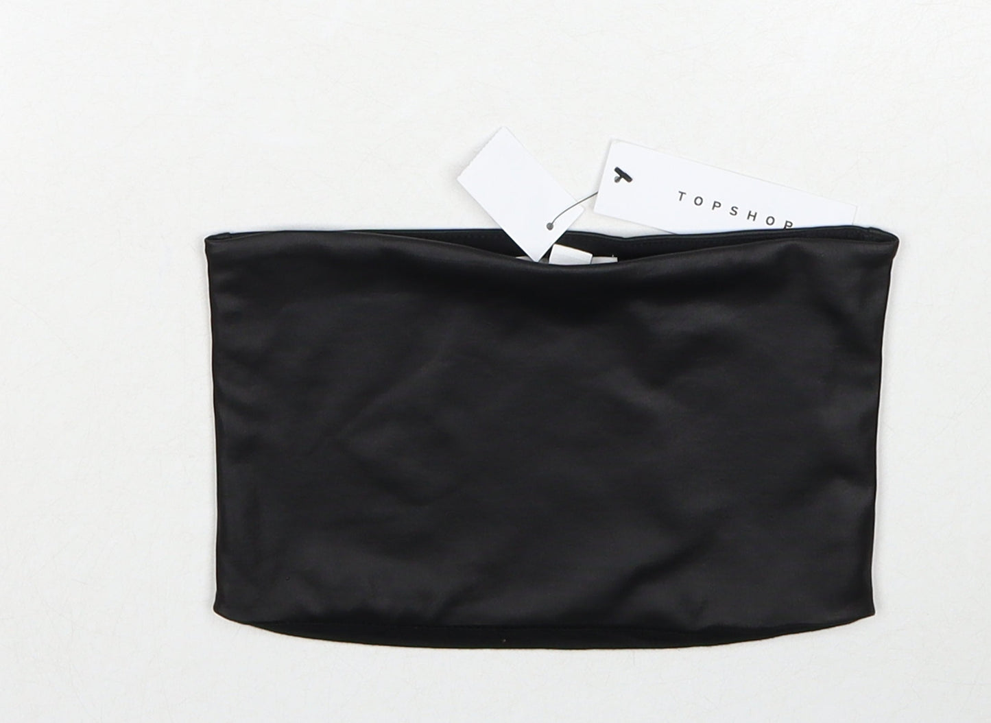 Topshop Womens Black Polyethylene Cropped Tank Size XS Square Neck - Size XS-S