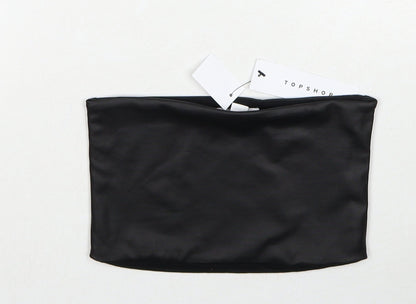 Topshop Womens Black Polyethylene Cropped Tank Size XS Square Neck - Size XS-S