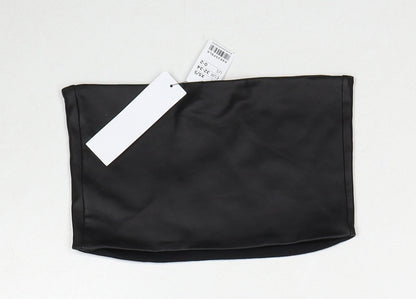 Topshop Womens Black Polyethylene Cropped Tank Size XS Square Neck - Size XS-S