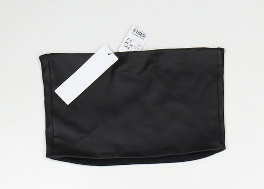 Topshop Womens Black Polyethylene Cropped Tank Size XS Square Neck - Size XS-S
