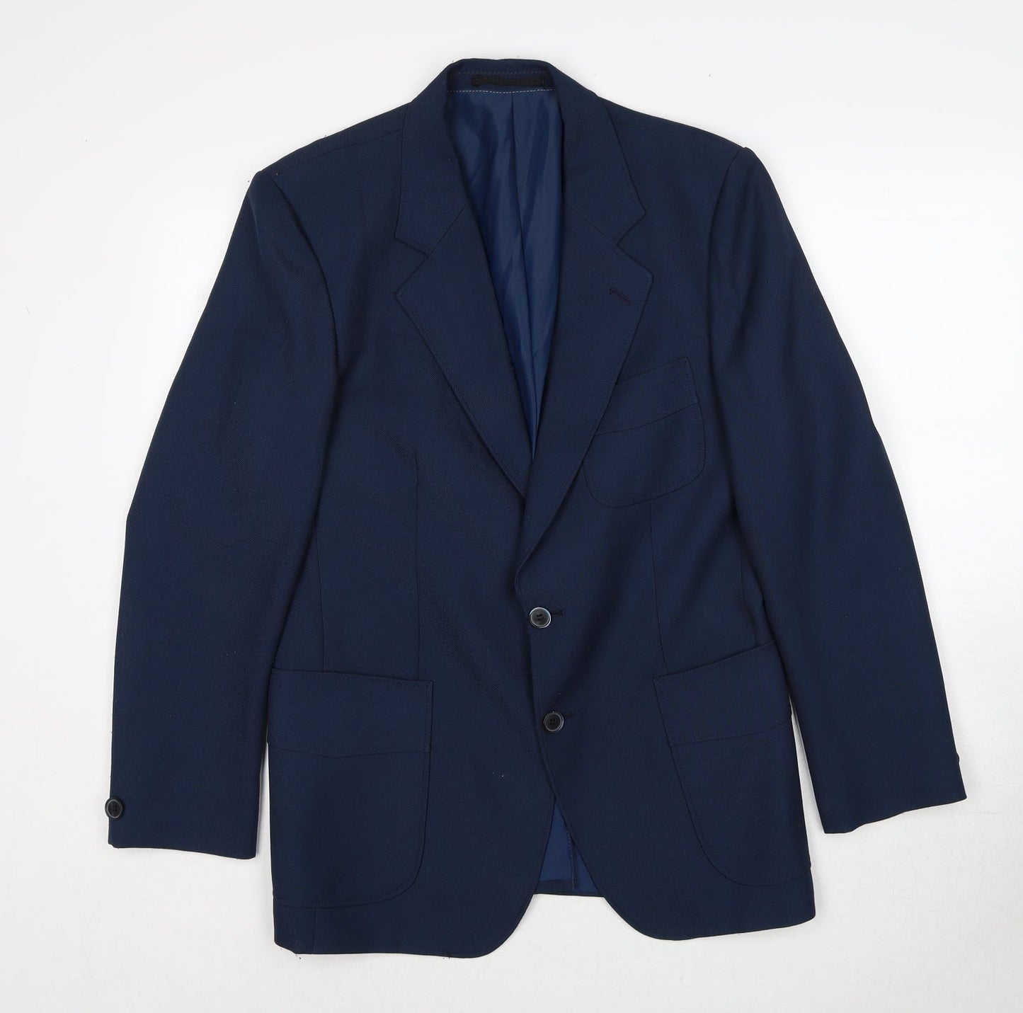 Cavalier Mens Blue Polyester Jacket Suit Jacket Size 38 Regular