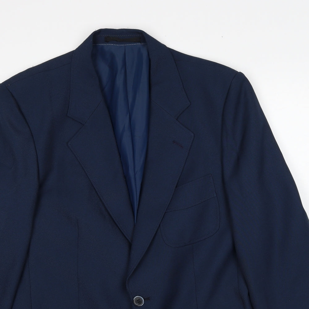 Cavalier Mens Blue Polyester Jacket Suit Jacket Size 38 Regular