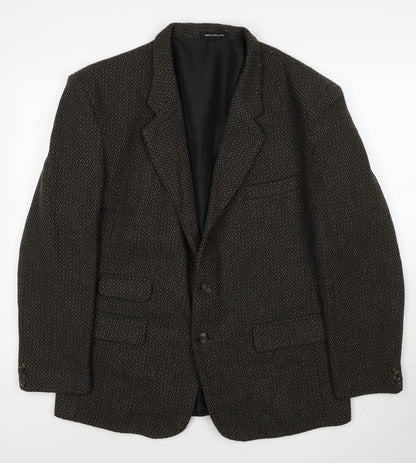 Made in England Mens Brown Polyester Jacket Blazer Size 42 Regular