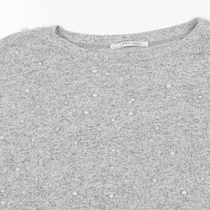 Womens UK Size S Zara Grey Pullover Jumper