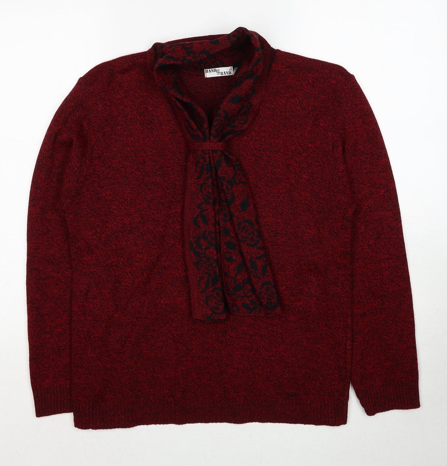 Womens UK Size M Hand To Hand Red Pullover Jumper