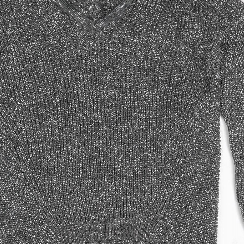 Kismet Womens Grey V-Neck Acrylic Pullover Jumper Size L