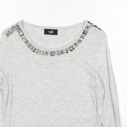 Womens UK Size S Wallis Grey Pullover Jumper
