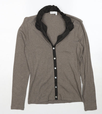 Belluna Womens Brown Collared Cotton Cardigan Jumper Size 4