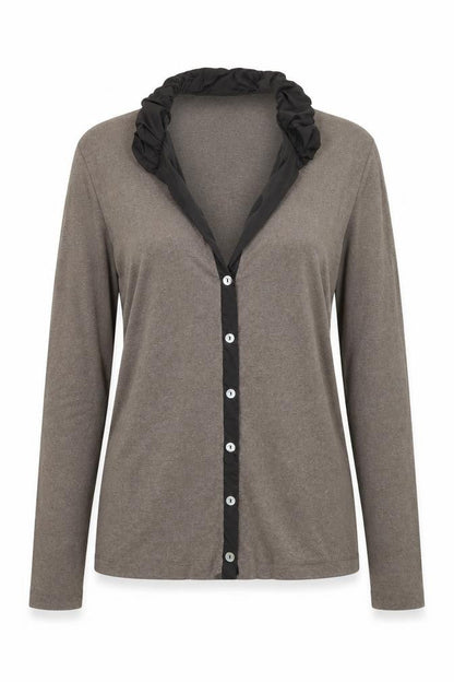 Belluna Womens Brown Collared Cotton Cardigan Jumper Size 4