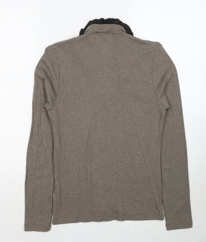 Belluna Womens Brown Collared Cotton Cardigan Jumper Size 4