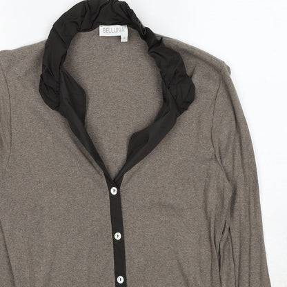 Belluna Womens Brown Collared Cotton Cardigan Jumper Size 4