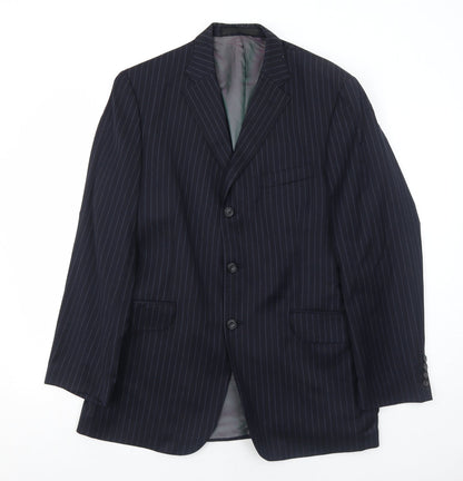 Marks and Spencer Mens Blue Striped Wool Jacket Suit Jacket Size 40 Regular