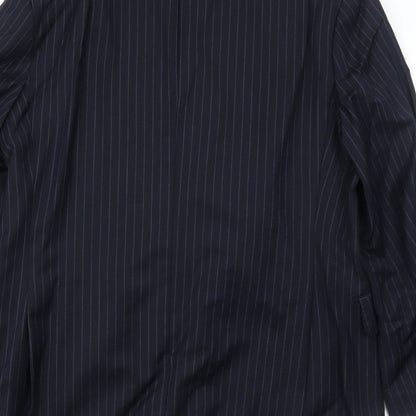 Marks and Spencer Mens Blue Striped Wool Jacket Suit Jacket Size 40 Regular