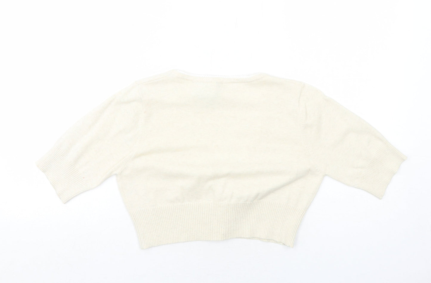 Bay Womens Ivory V-Neck Cotton Cardigan Jumper Size 12