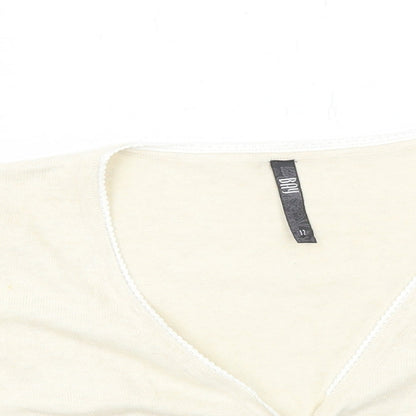 Bay Womens Ivory V-Neck Cotton Cardigan Jumper Size 12