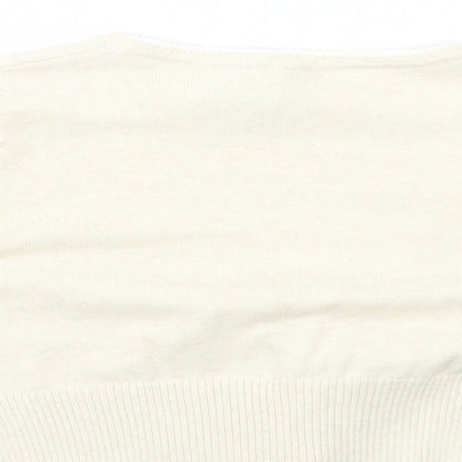 Bay Womens Ivory V-Neck Cotton Cardigan Jumper Size 12