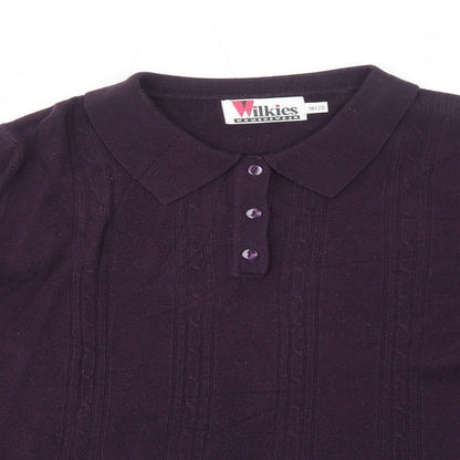 Wilkies Womens Purple Collared Acrylic Pullover Jumper Size 18 - Size 18-20