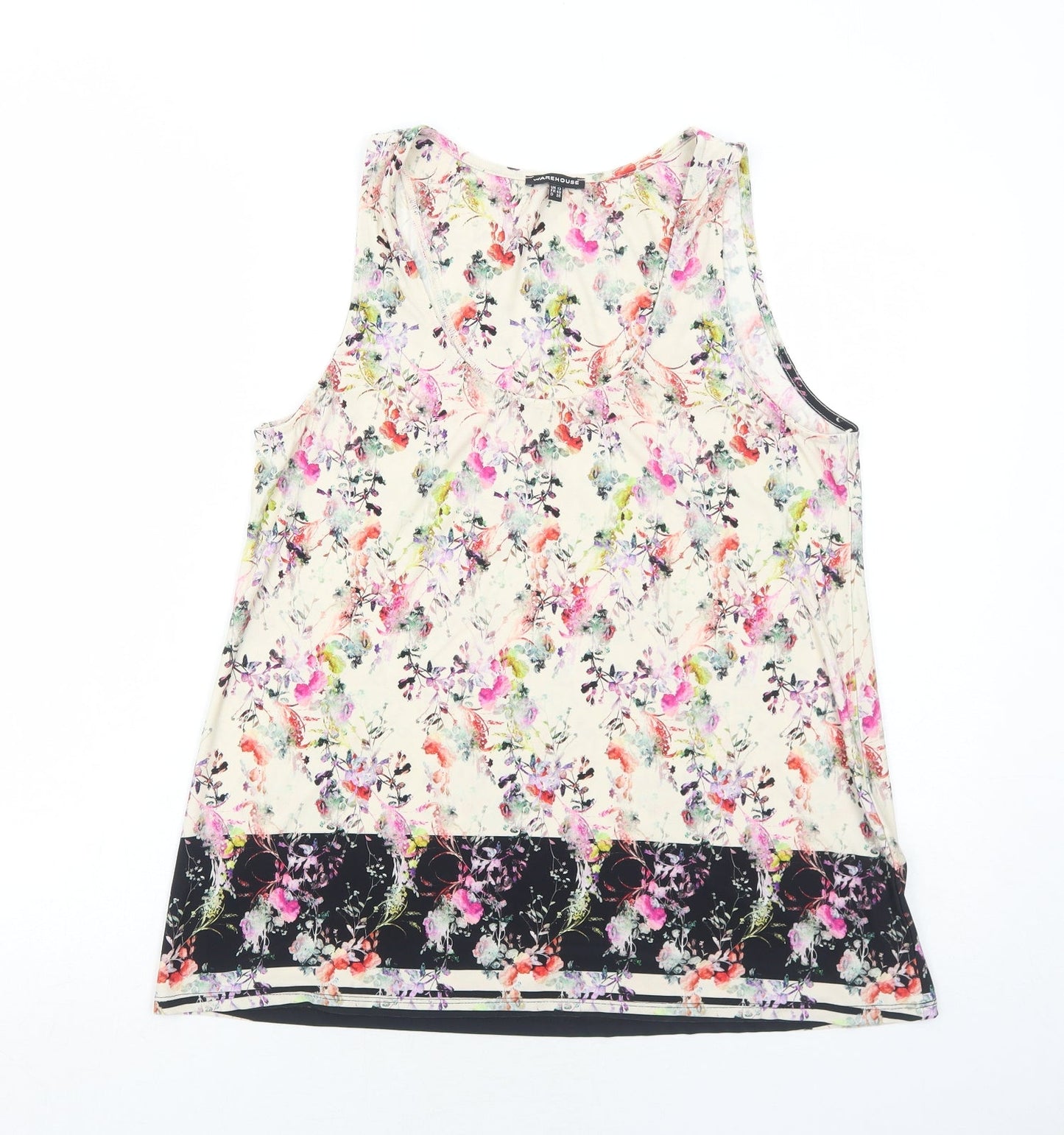 Womens UK Size 12 Warehouse Ivory Basic Tank