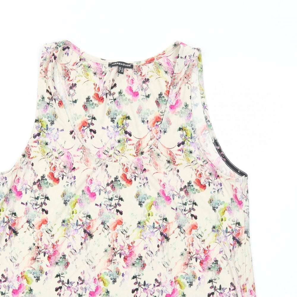 Womens UK Size 12 Warehouse Ivory Basic Tank
