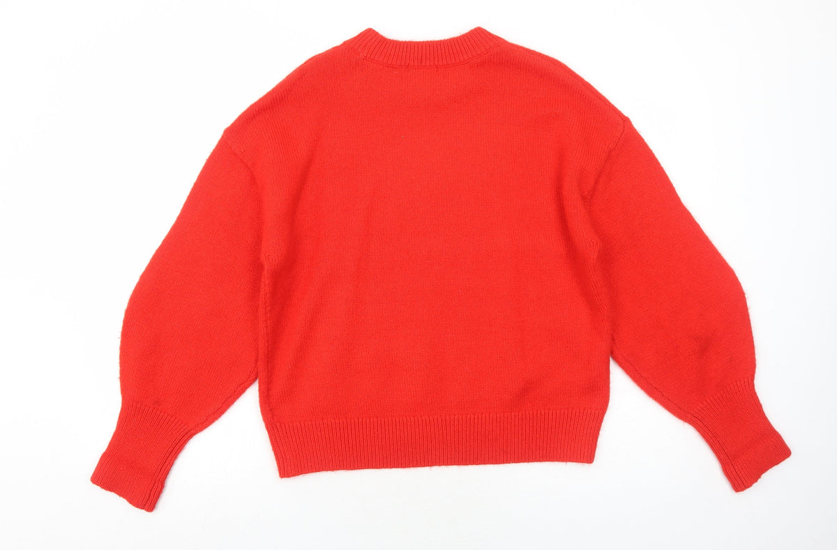 Womens UK Size M H&M Red Pullover Jumper