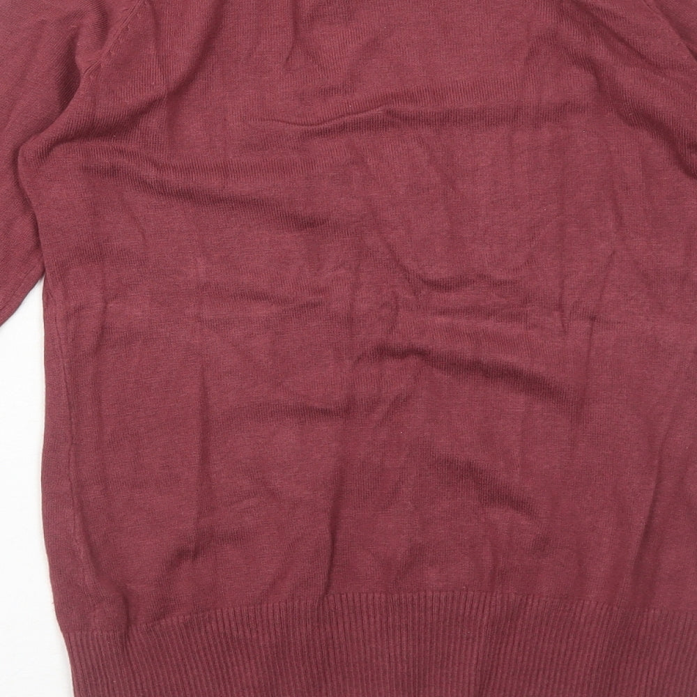 Blanco Tricot Womens Red V-Neck Viscose Cardigan Jumper Size S