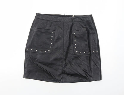 Marks and Spencer Womens Black Polyurethane A-Line Skirt Size 10 Zip