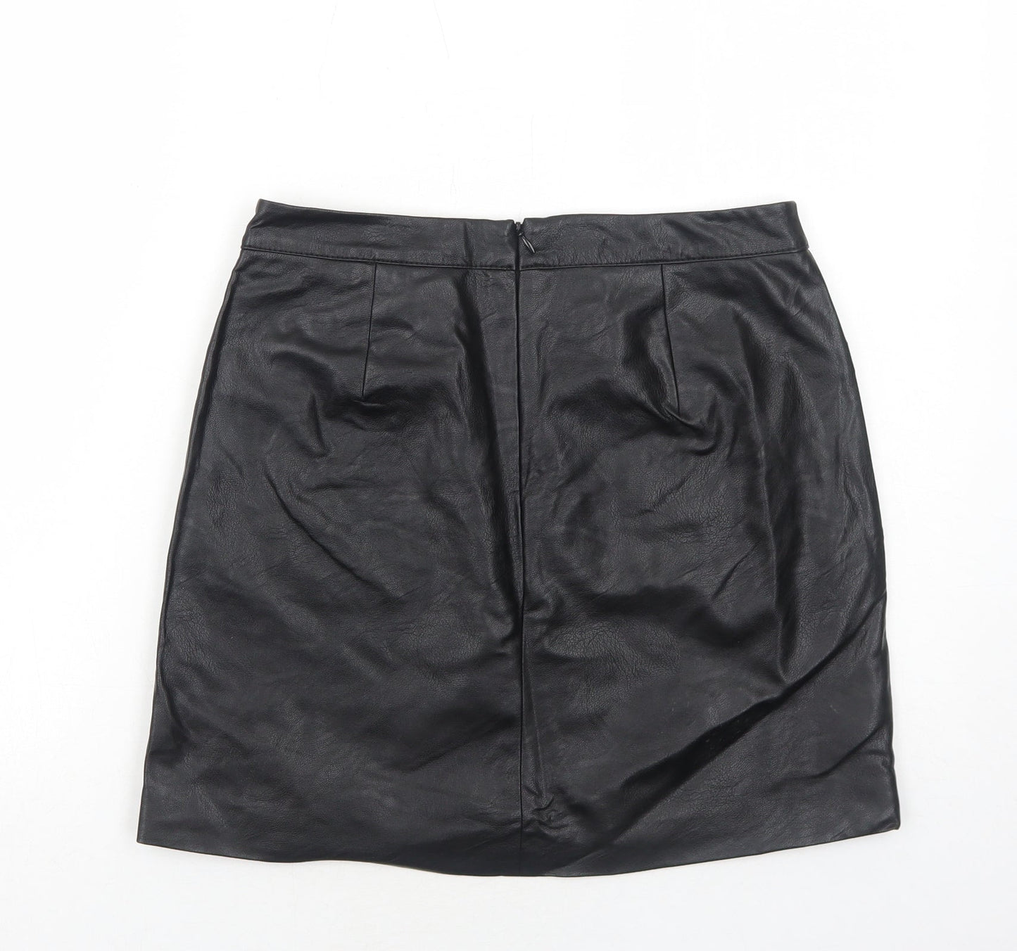 Marks and Spencer Womens Black Polyurethane A-Line Skirt Size 10 Zip