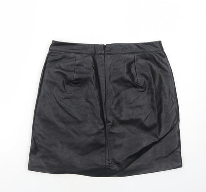 Marks and Spencer Womens Black Polyurethane A-Line Skirt Size 10 Zip